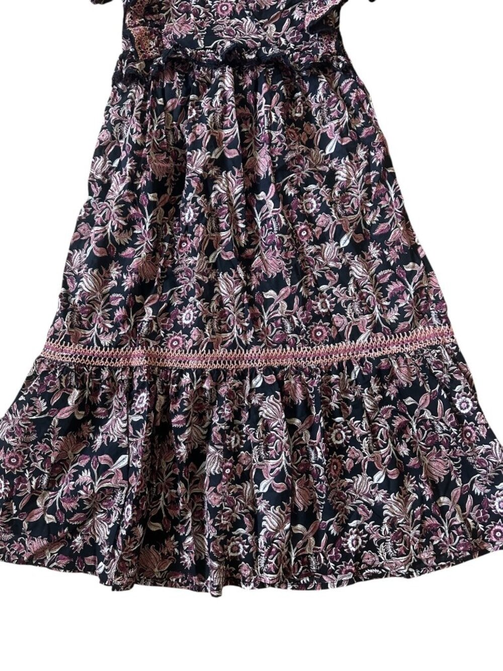 SFera Dainty Floral Midi Dress Womens Medium Embroidered Ruffles Feminine Modest - Picture 10 of 16